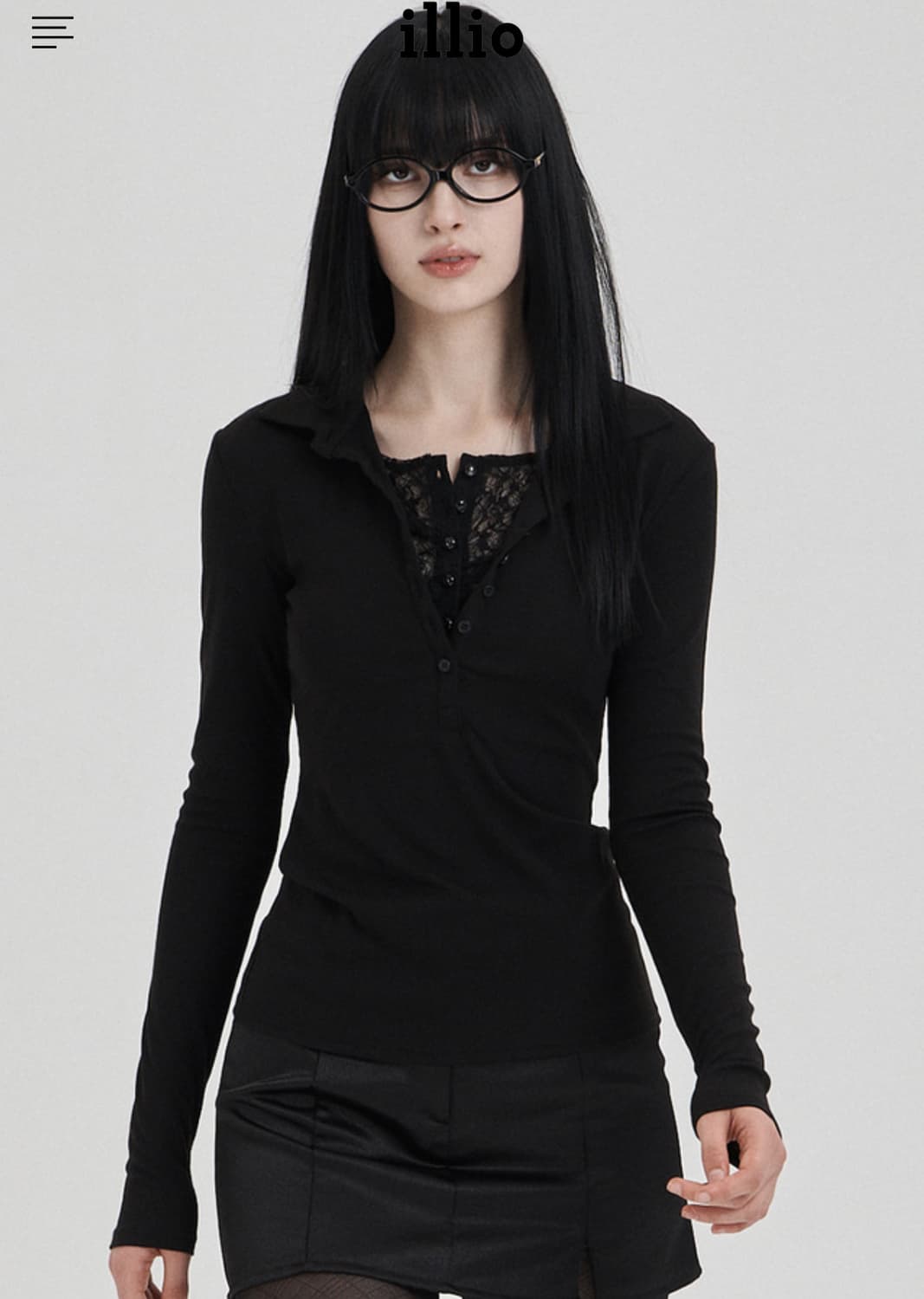 일리오 블랙레이스 레이어드 롱슬리브 s 상품이미지1