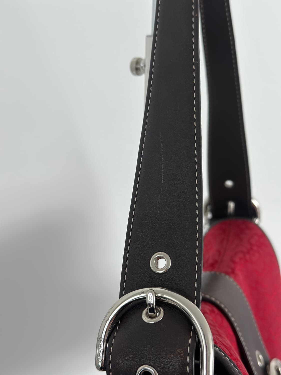 코치 레드 브라운 자카드 호보백 상품이미지7