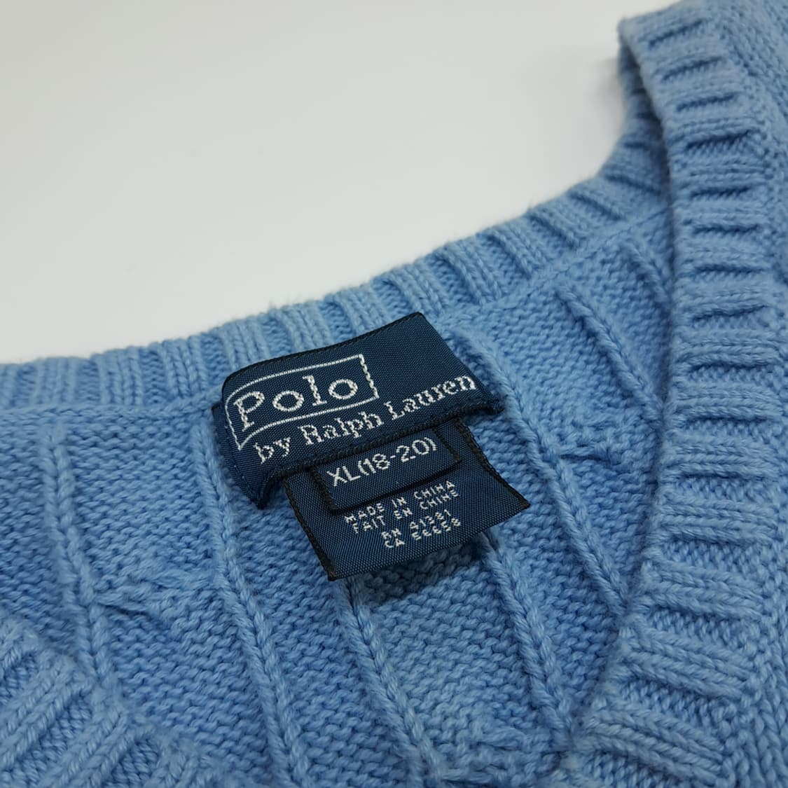 CN533 L-XL 폴로 랄프로렌 스카이블루 케이블 니트 조끼 베스트 상품이미지3