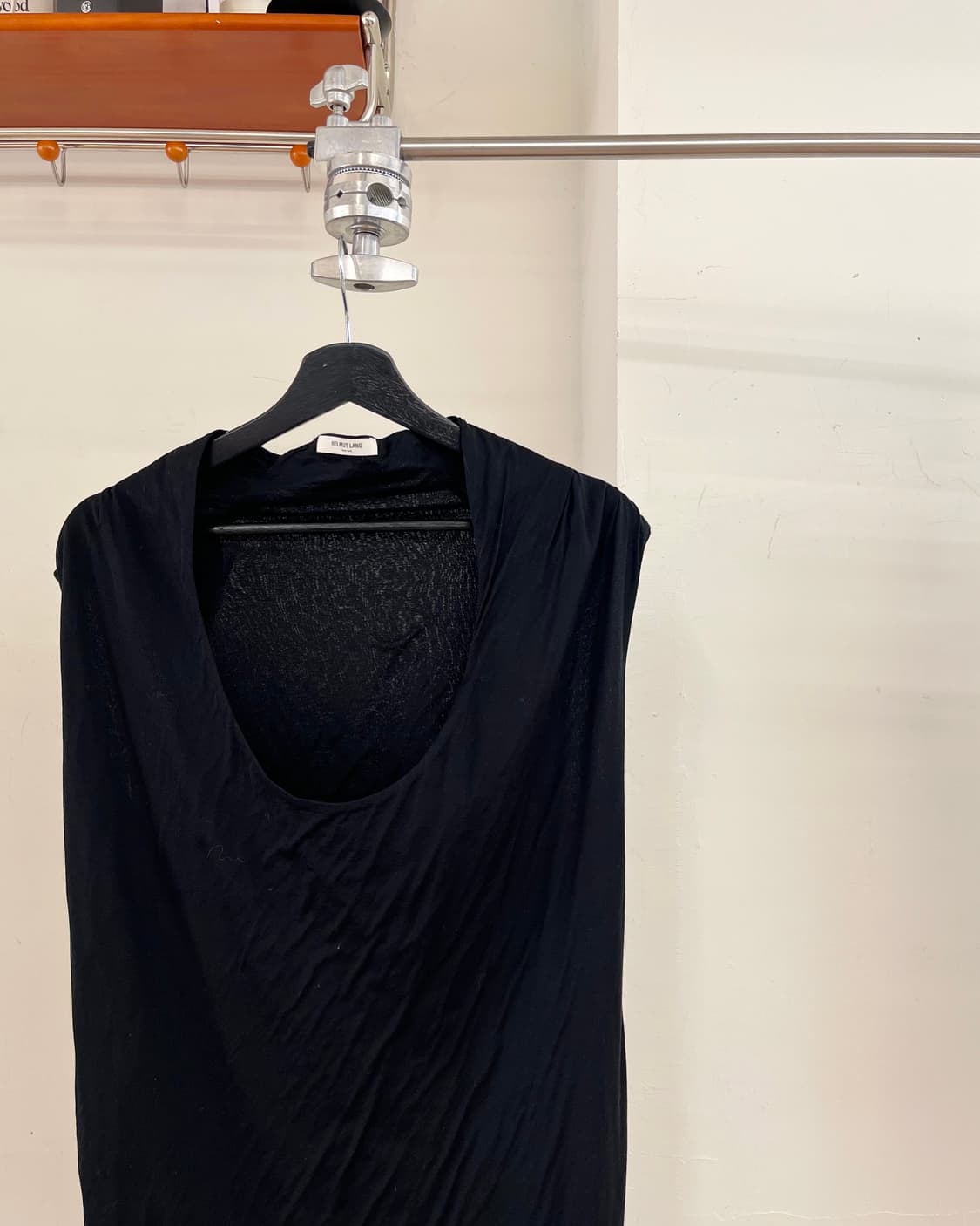 핼무트 랭 블랙 코튼 슬리브리스 드레스 상품이미지3