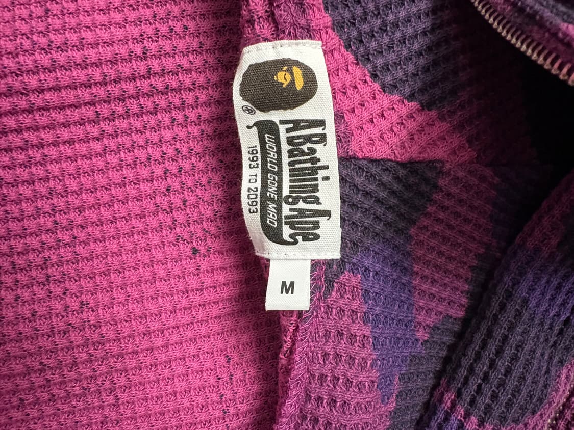 베이프 카모 원포인트컬러 와플 후드집업 상품이미지5