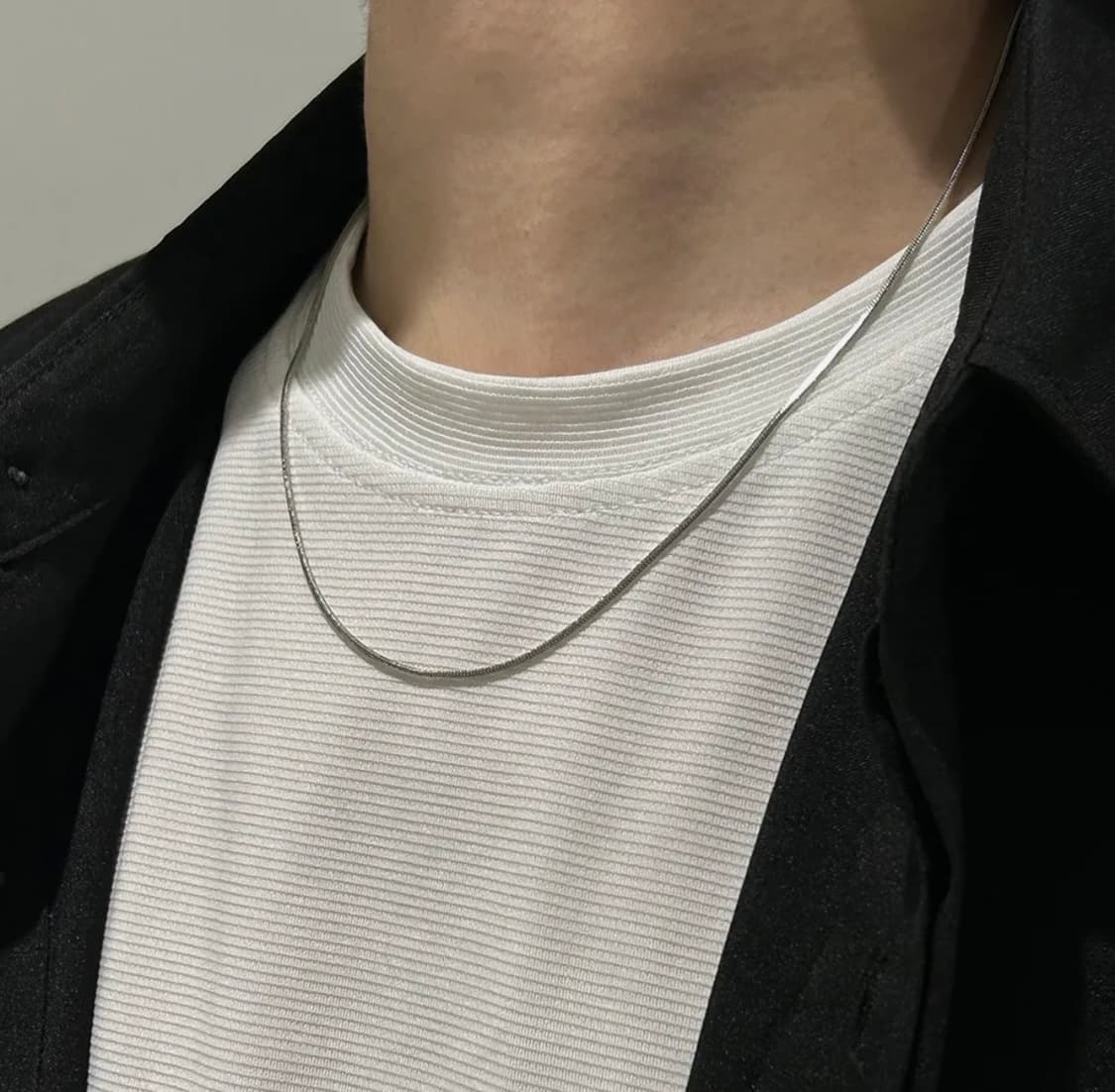 1mm 실버스네이크 체인목걸이 50cm 새상품 상품이미지1