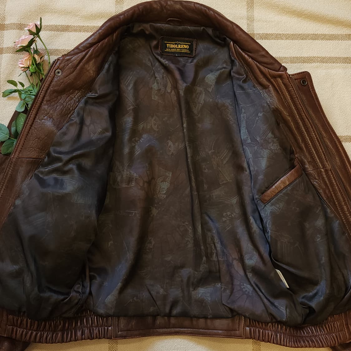 90s 지아니 발렌티노 빈티지 가죽자켓 레더 봄버 헤비레더 브라운 L 상품이미지4