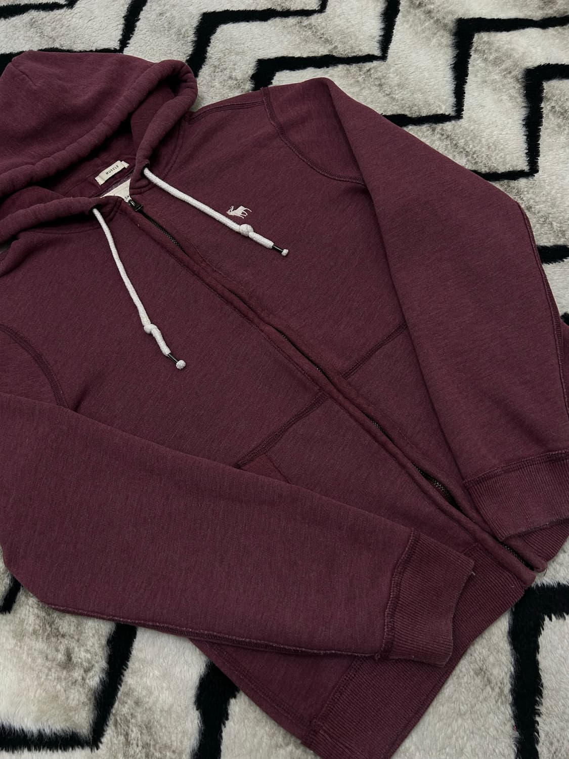 [L]아베크롬비 머슬핏 후드집업/버건디/기모 상품이미지2