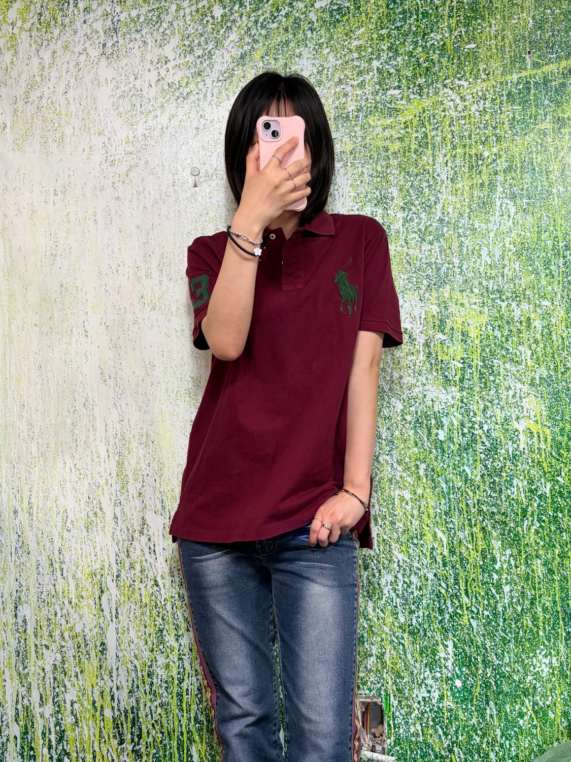 폴로 빅포니 치프키프 와인 버건디 반팔 카라 티셔츠 M 상품이미지1