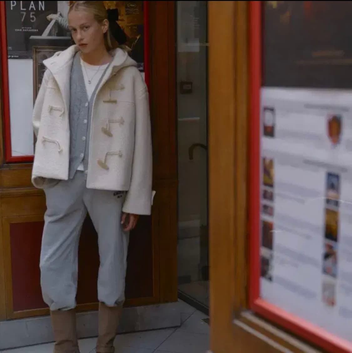 네이비카운티 부클 더플 코트 에크루 상품이미지7