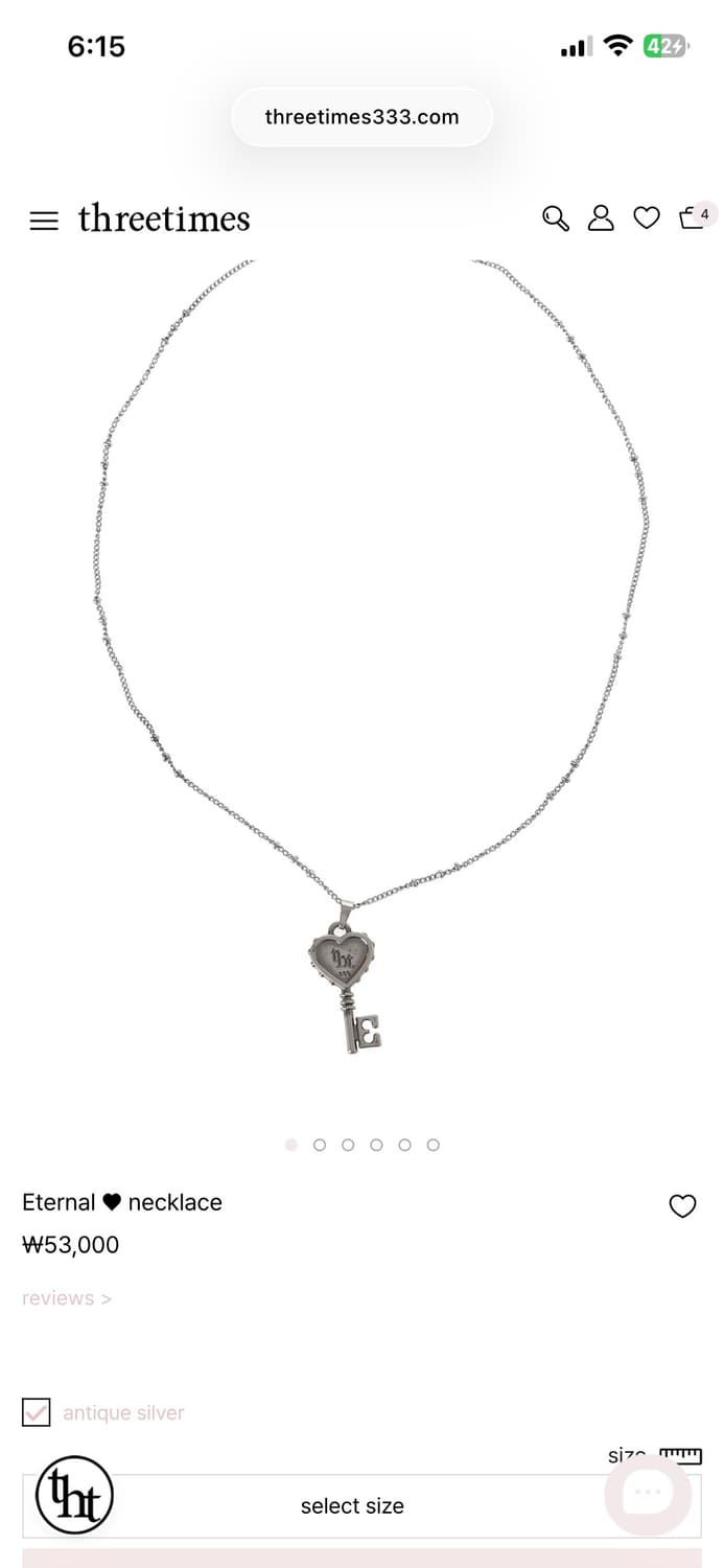 새상품)쓰리타임즈 Eternal necklace 이터널 목걸이 상품이미지1