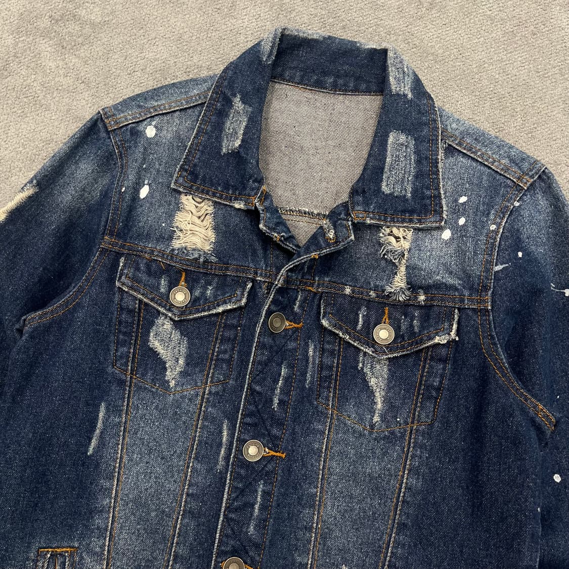 L 빈티지 데미지 워싱 데님 청자켓 상품이미지2