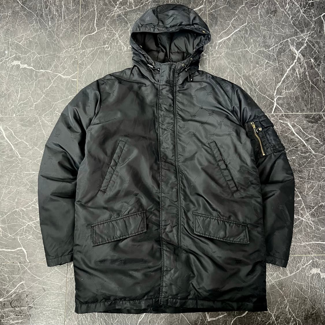 스투시 25주년 N3B 로고 패턴 다운 자켓 블랙 상품이미지1