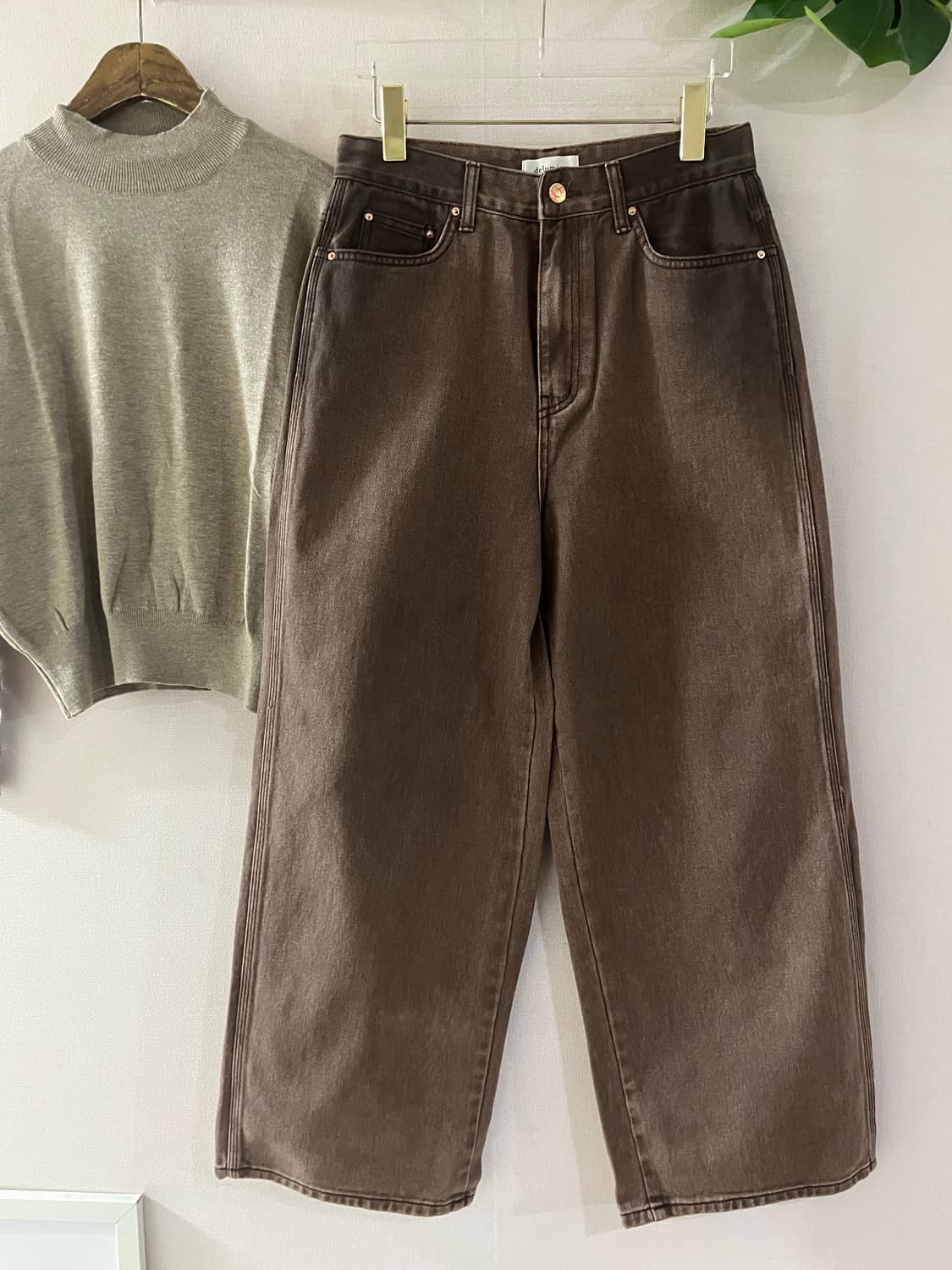 브라운빈티지워싱와이드데님(M) 상품이미지1