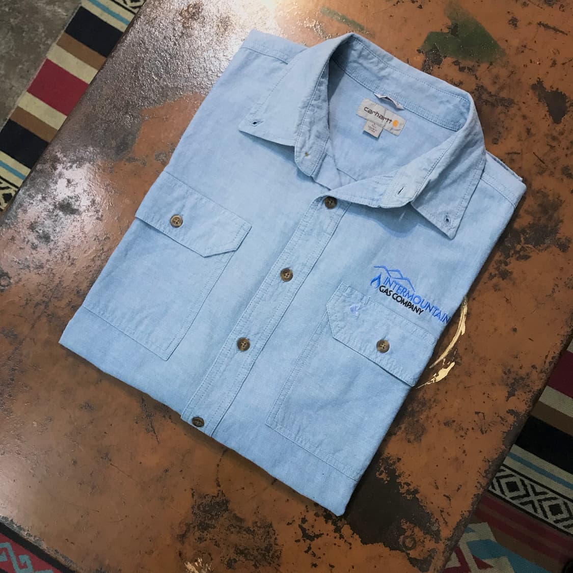 칼하트 투포켓 라이트 블루 워크 셔츠 남성 110 사이즈  상품이미지1