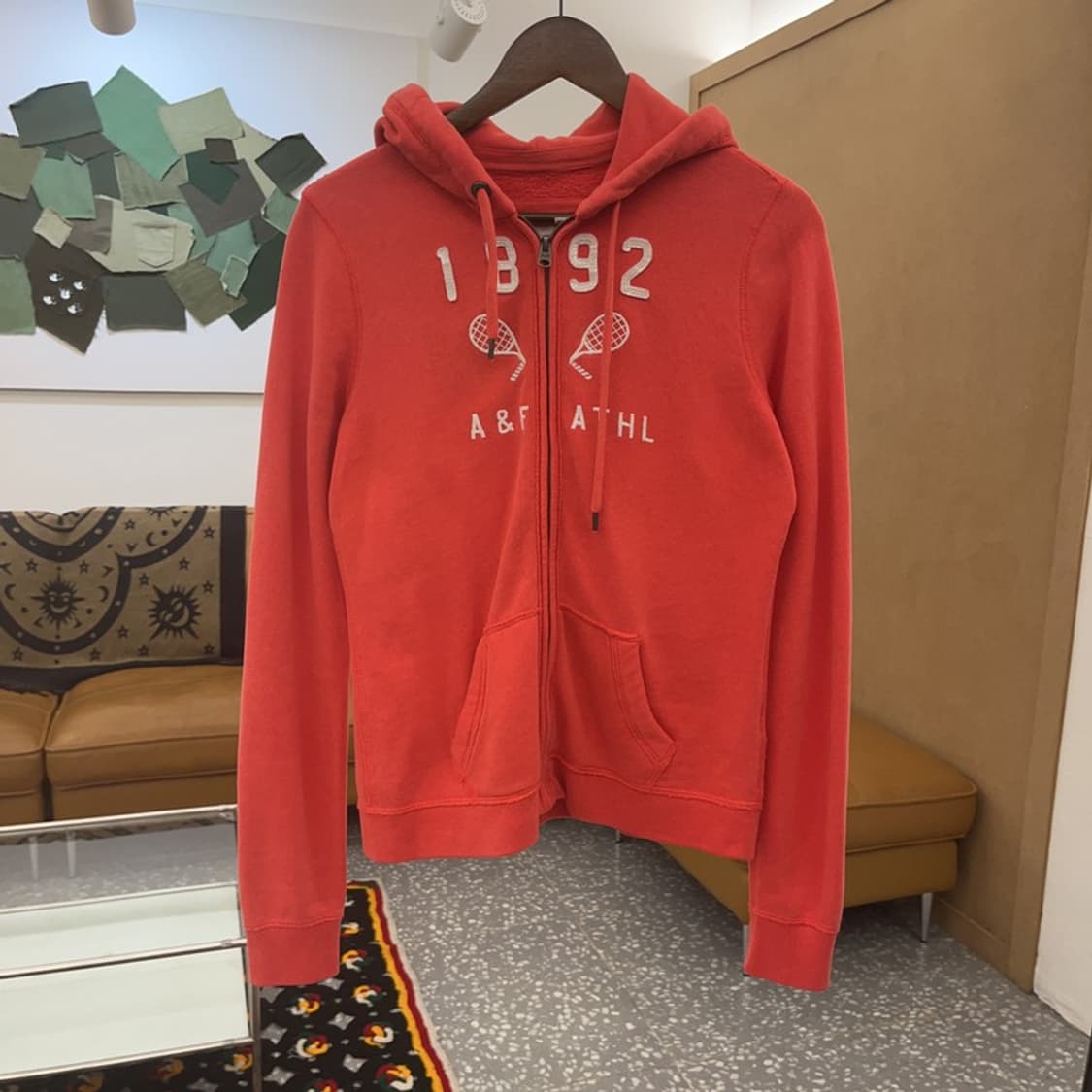 아베크롬비 Y2K 00's 오렌지 코랄 약기모 후드집업 M C07423 상품이미지3