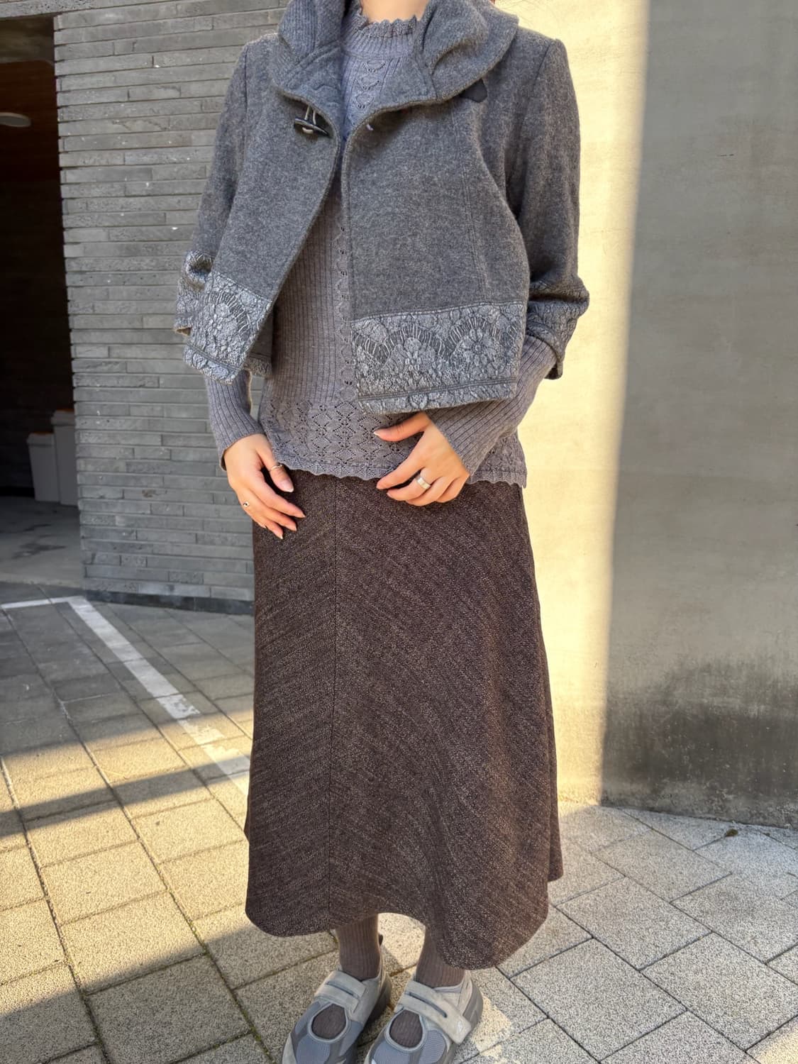 브라운 보카시 미디스커트 상품이미지1