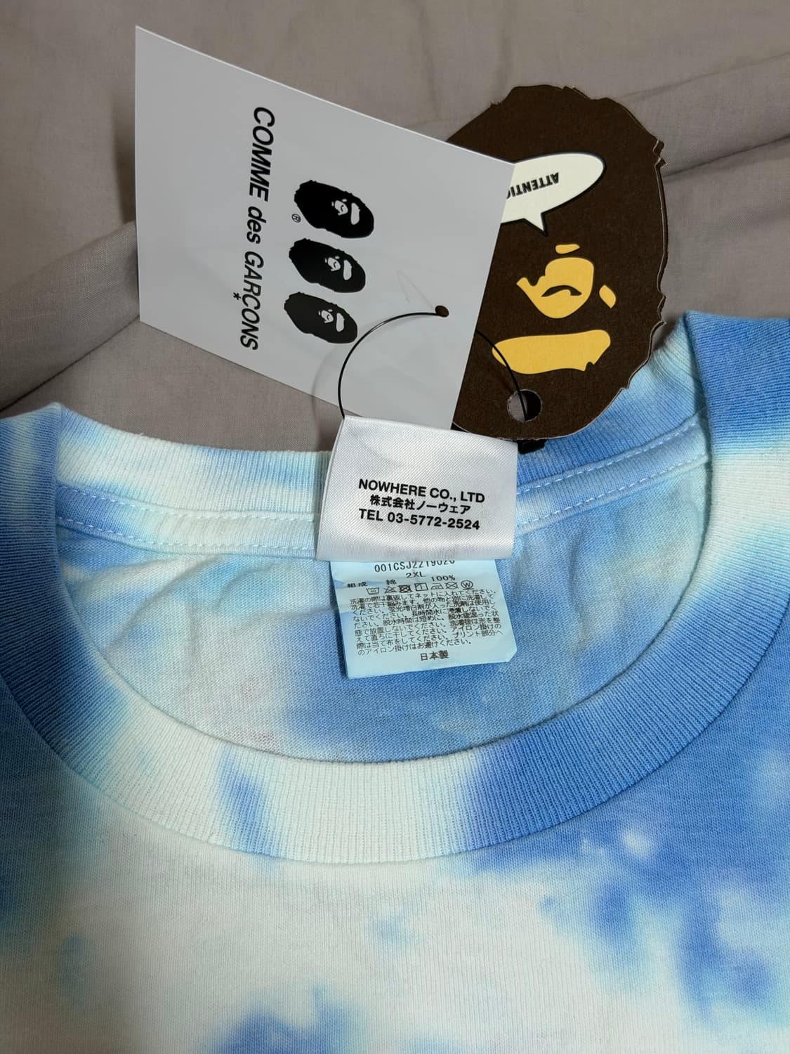 2XL] 베이프 x 꼼데가르송 오사카 타이다이 반팔 티셔츠 블루 상품이미지9