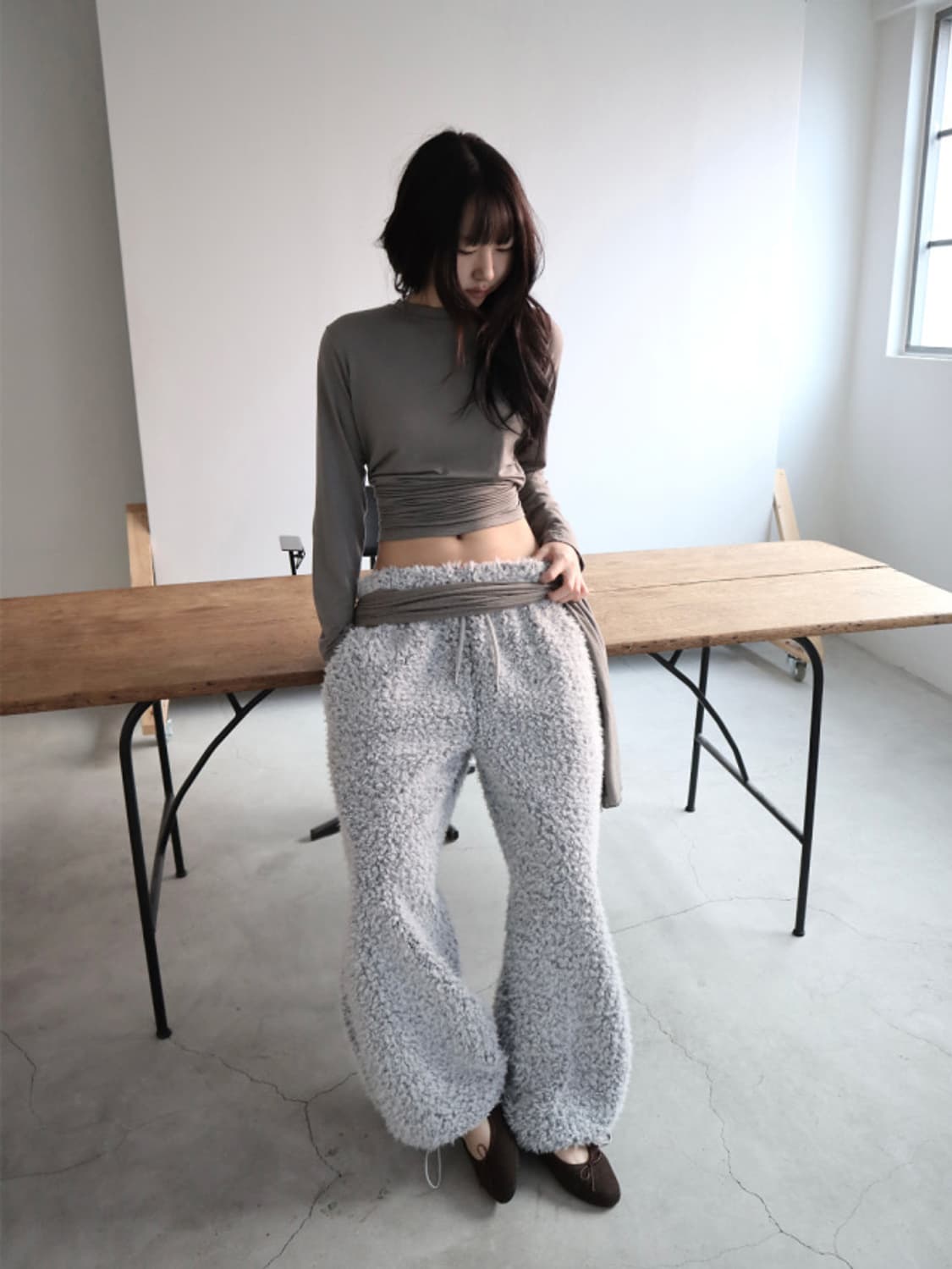 클라따 winter boucle pants (gray) 상품이미지1