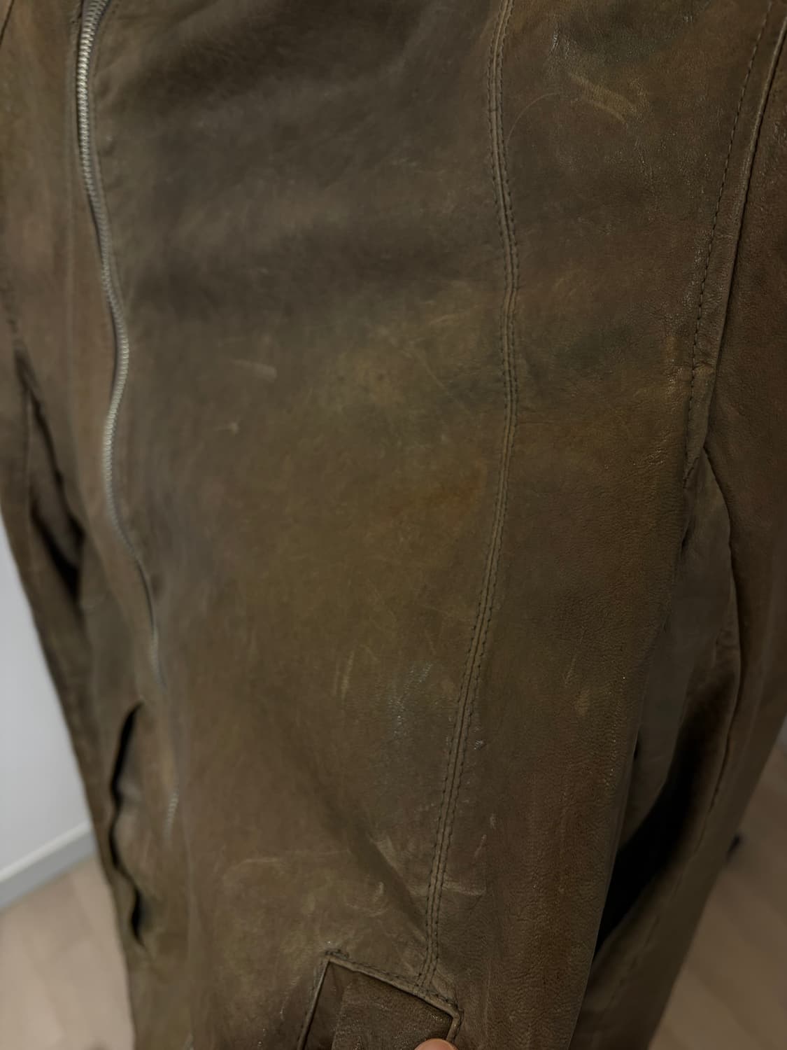 (100) System 시스템 사선 락시크 양가죽 자켓 상품이미지7