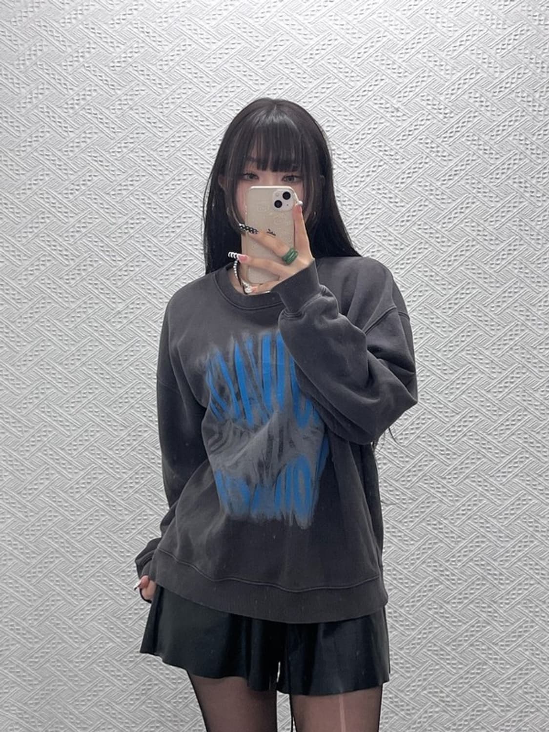 슬로우애시드 스트릿 펑크 고딕로고 오버핏 맨투맨 S C10304 상품이미지2