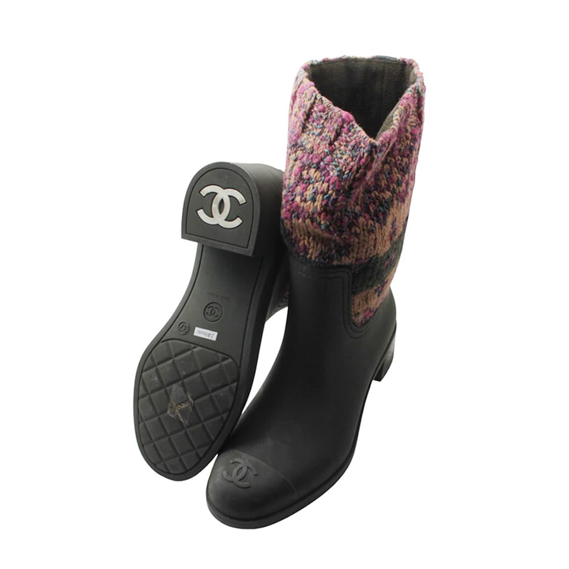 샤넬 니트 트림 올리브그린 레인부츠 37 상품이미지3