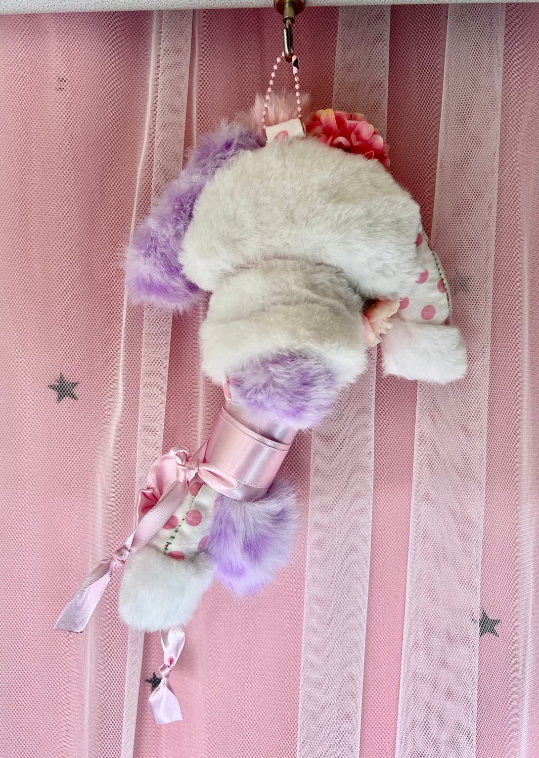 ･:*+. 핸드메이드 플라워 리본 빅사이즈 퍼 토끼 인형 키링 상품이미지2