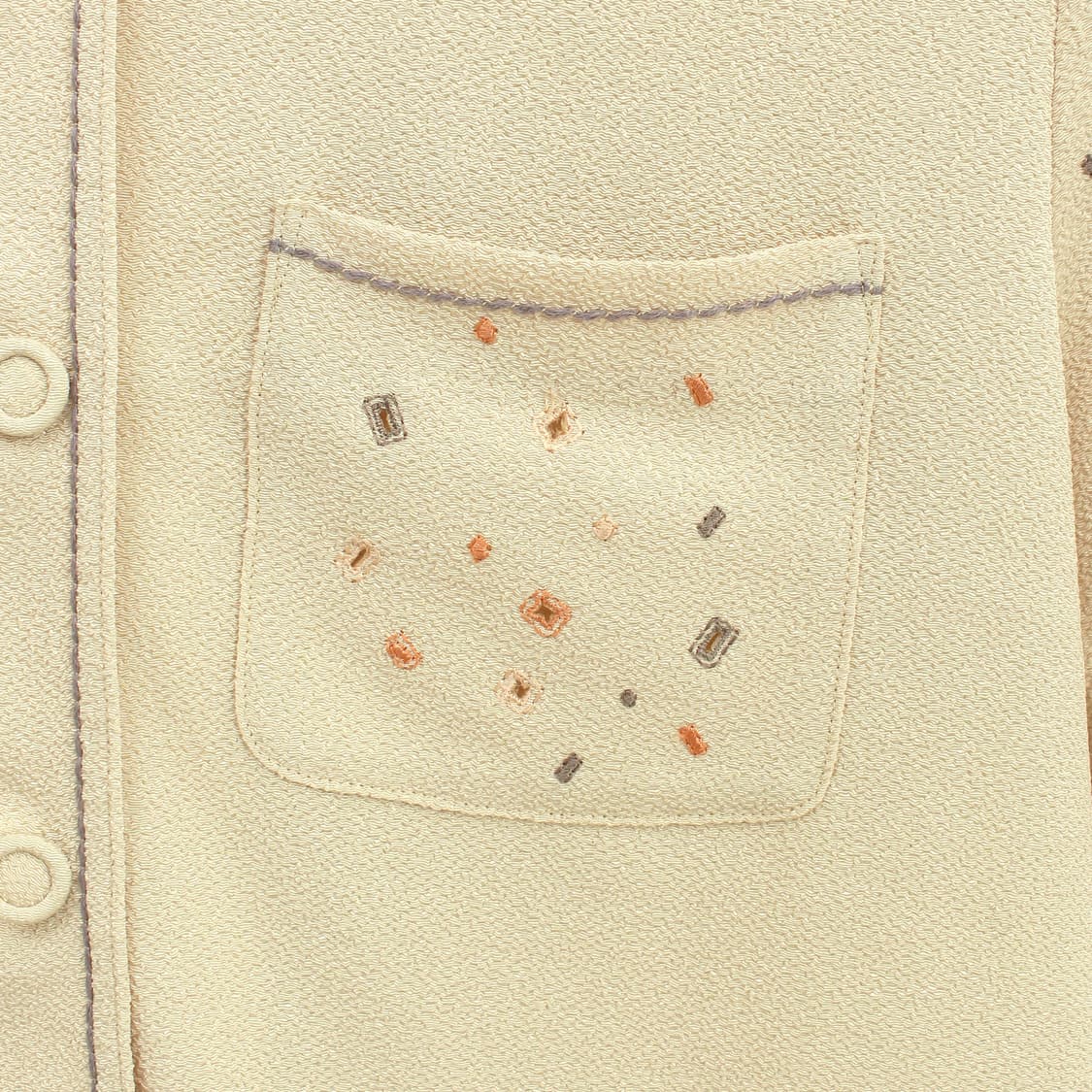 일본빈티지 옐로우 스티치 자수 반팔 블라우스 상품이미지2