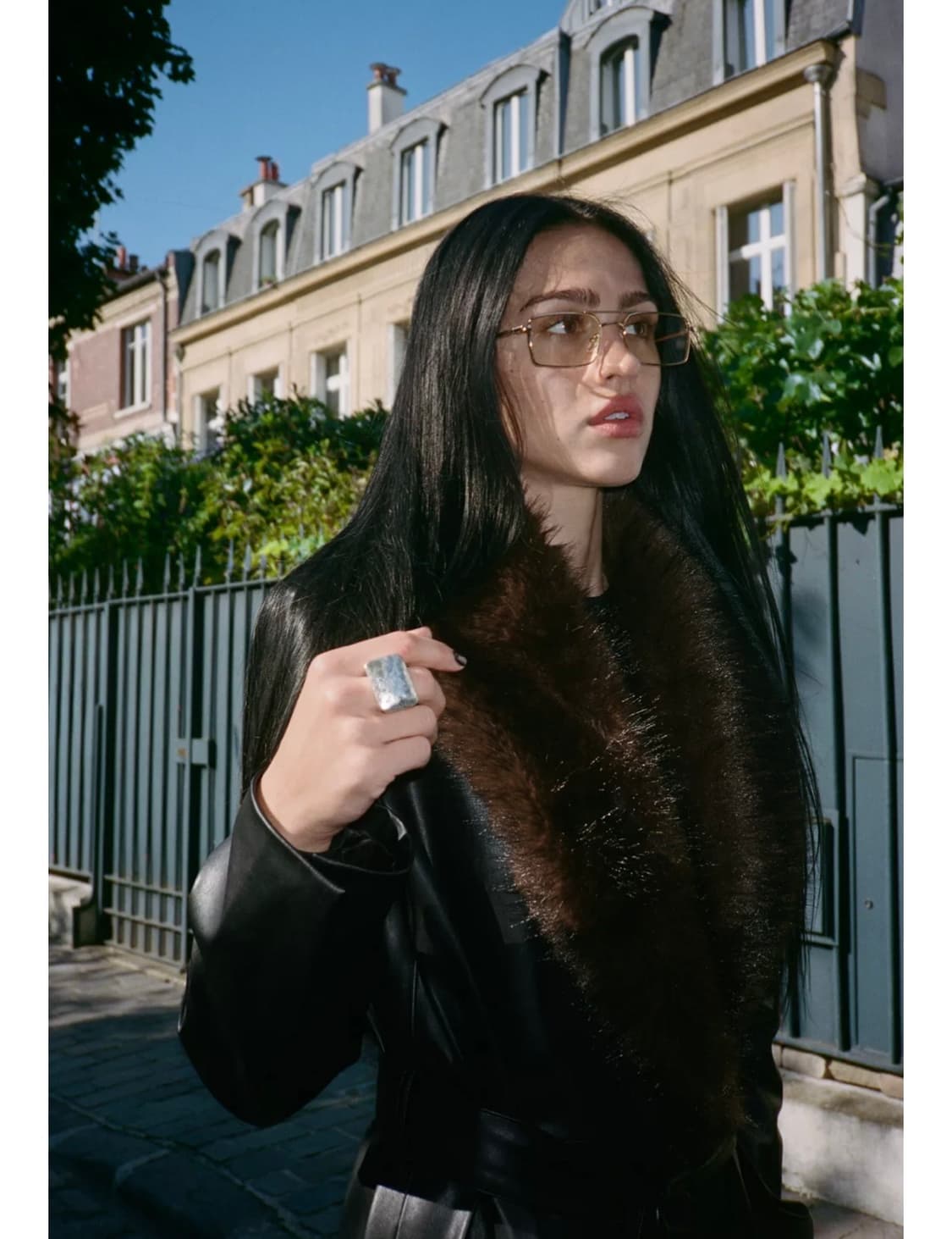 자라 탈부착형 칼라 퍼 코트 레더 롱코트  상품이미지2