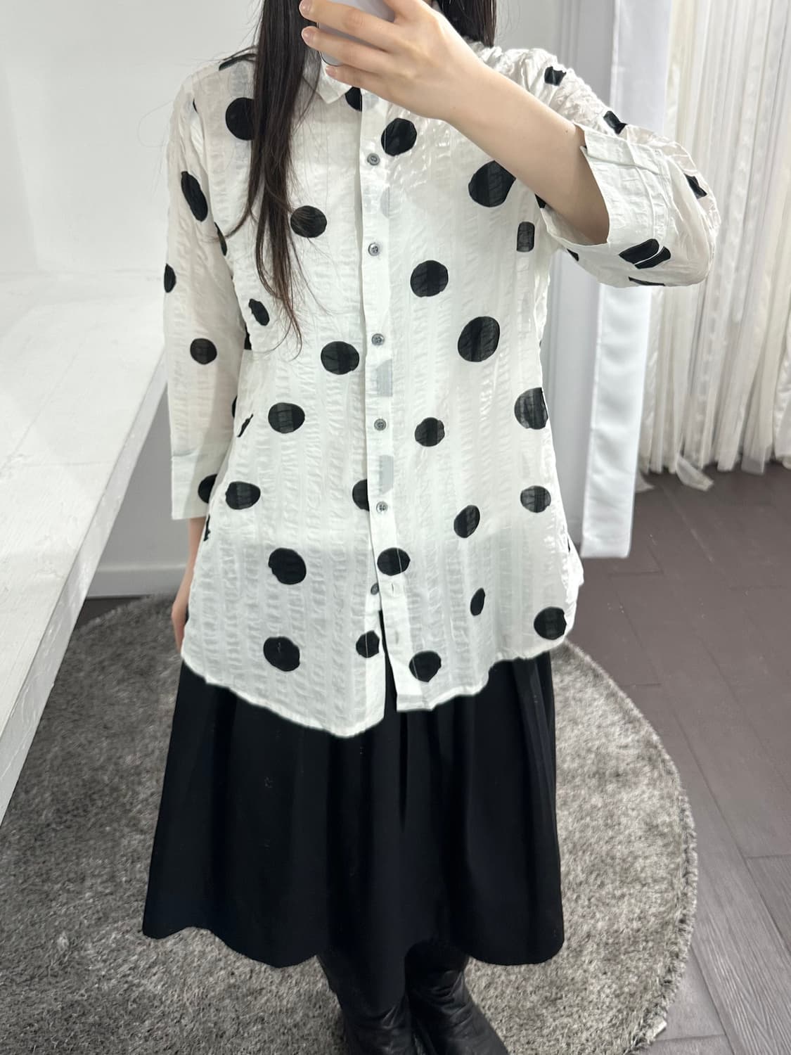 dot design blouse 상품이미지1
