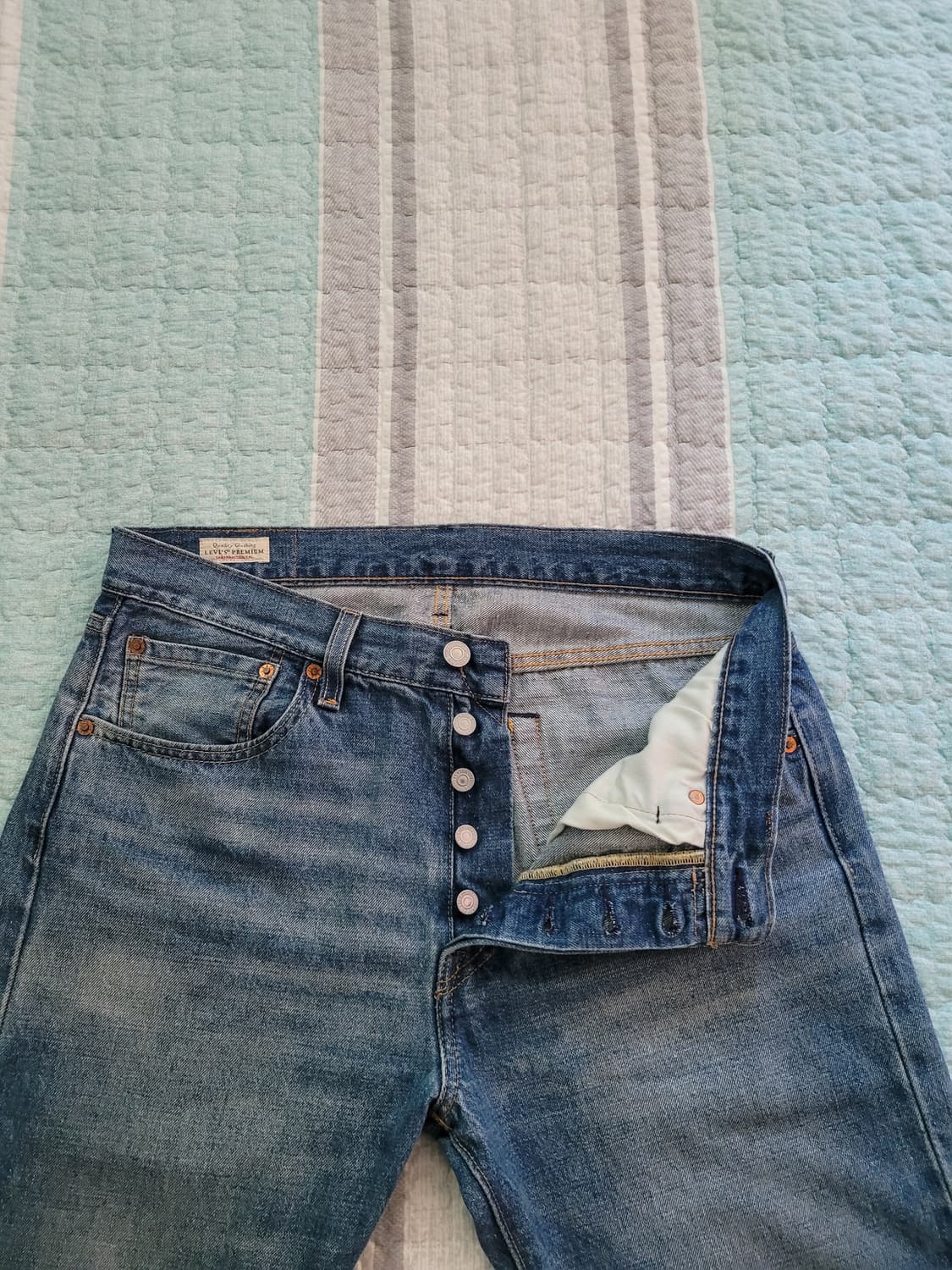 리바이스 501 마혼방 중청워싱 셀비지데님 32사이즈 상품이미지2