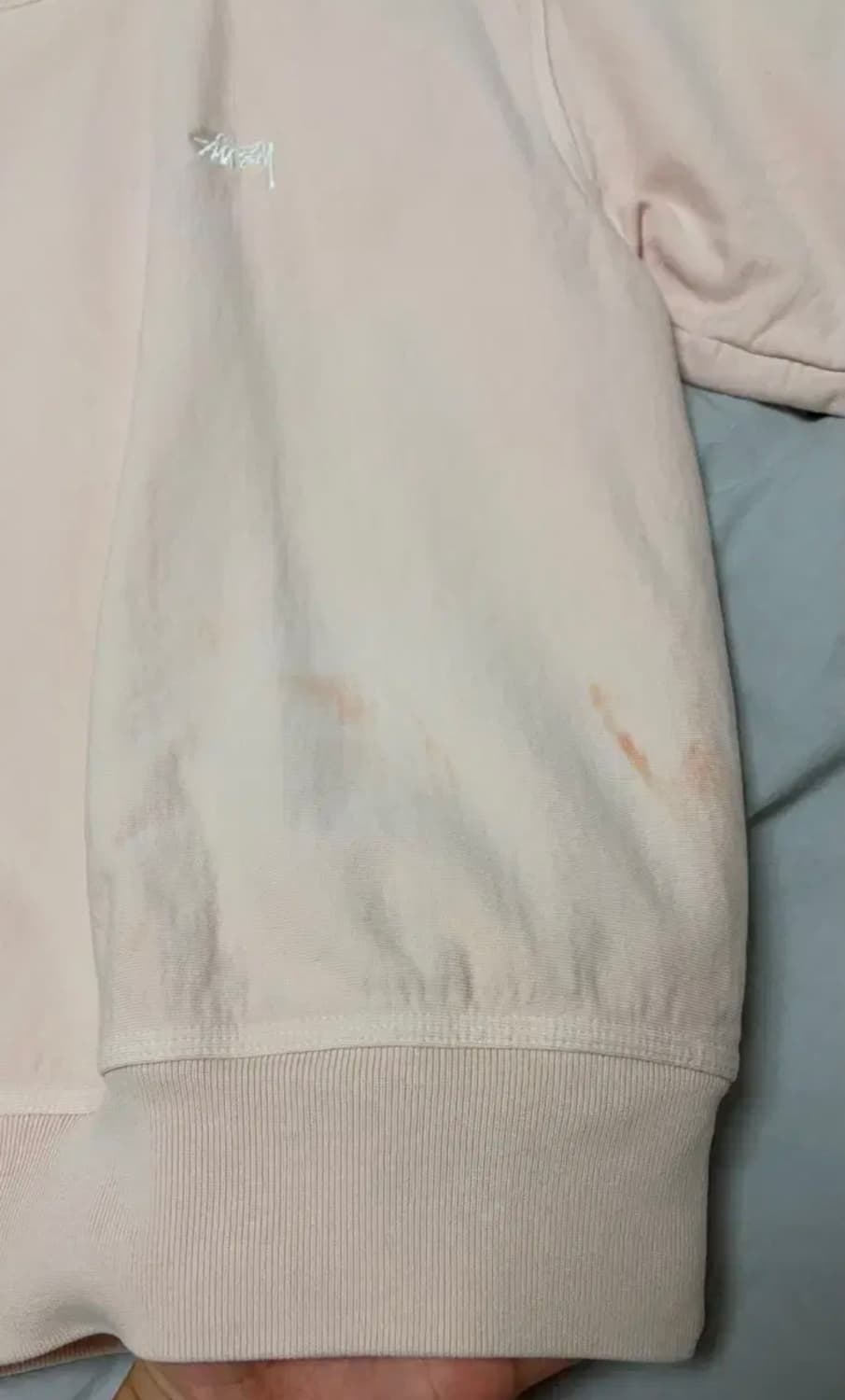 STUSSY 스투시 오버다이드 스탁 로고 크루 라이트 핑크 맨투맨 상품이미지3