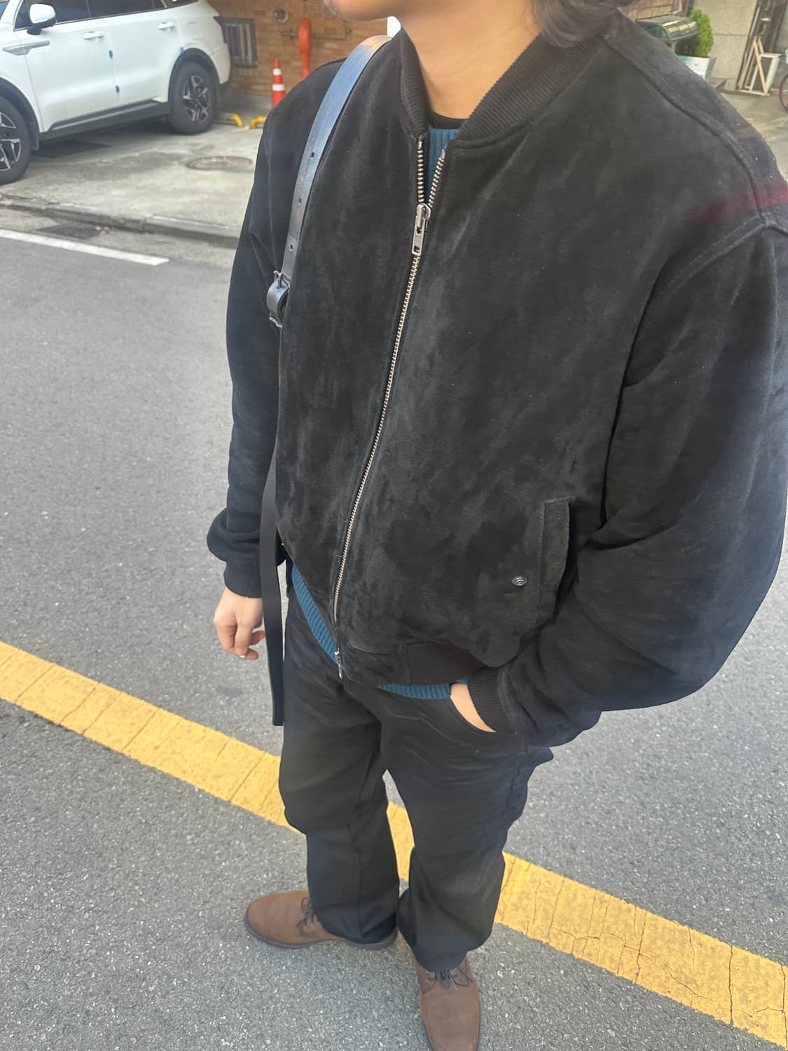 1) 언더마이카 불꽃 스웨이드 블루종 자켓 상품이미지1