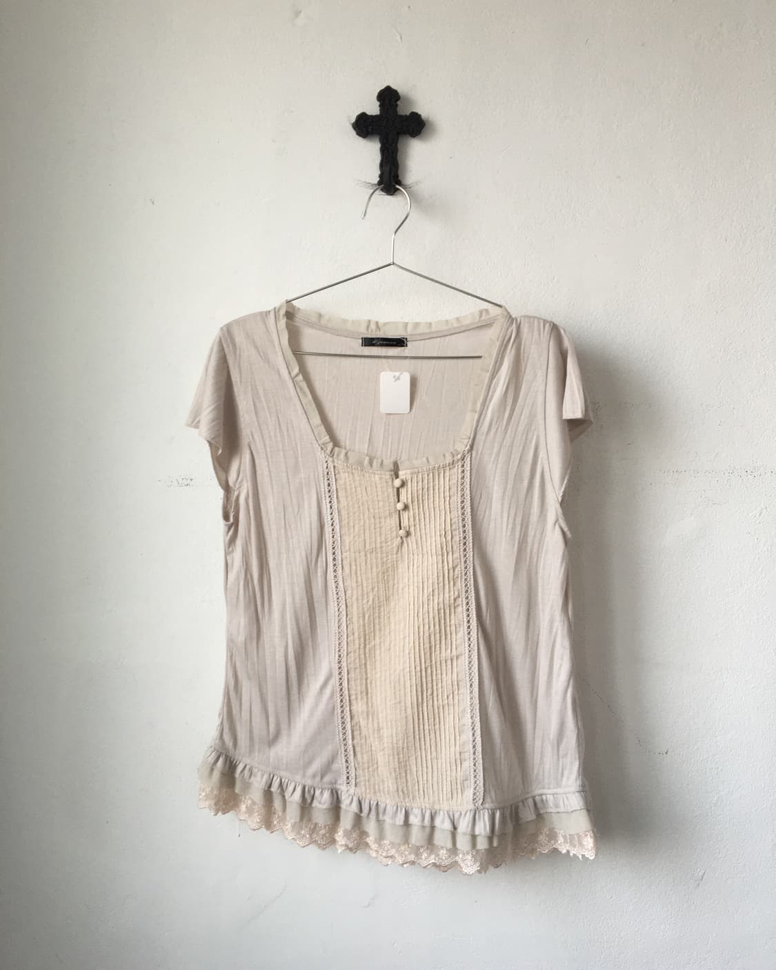 Lace point layered t shirt 상품이미지2