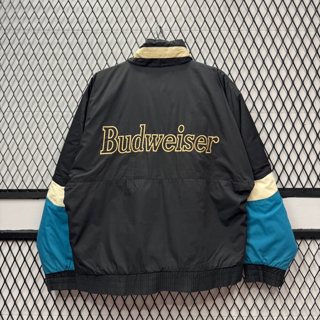 90s 버드와이저 리버시블 패딩 자켓 레터링 로고 디테일 민트 블랙 상품이미지2