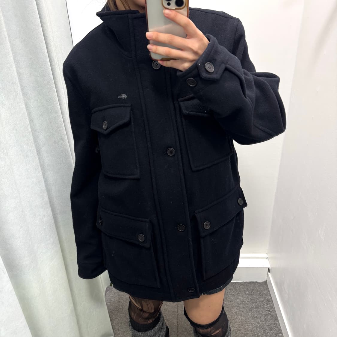 라코스테 블랙 모혼방 코트 상품이미지2