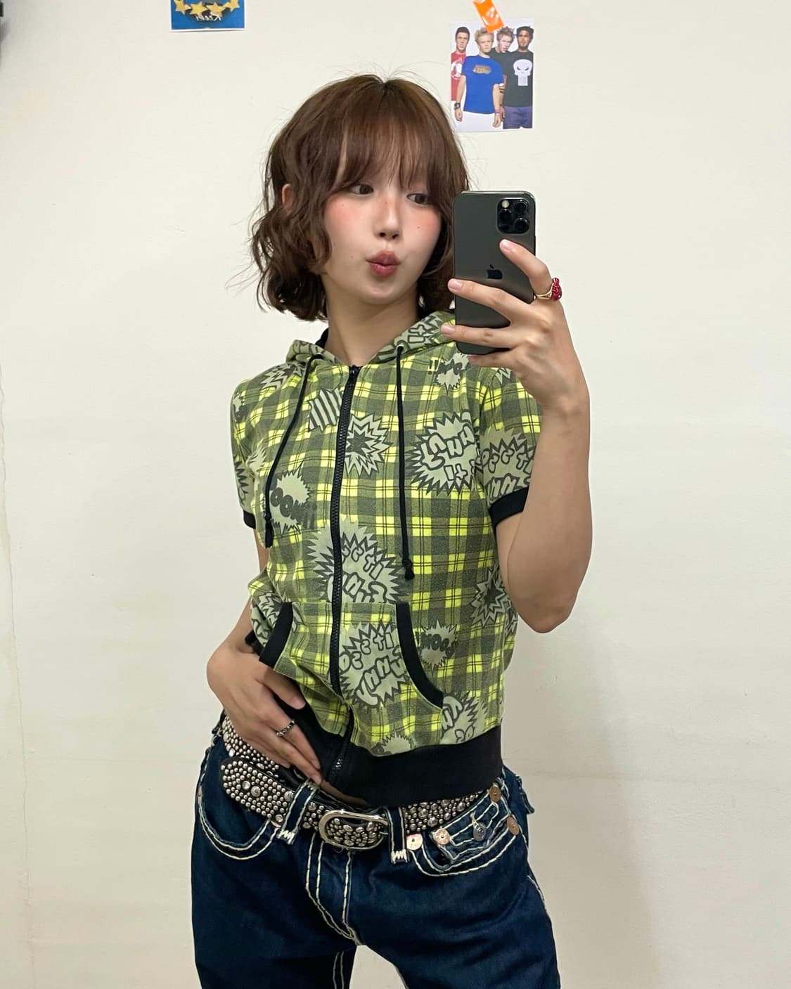 Horseballoon  Checkered Hoodie T-shirt 상품이미지1