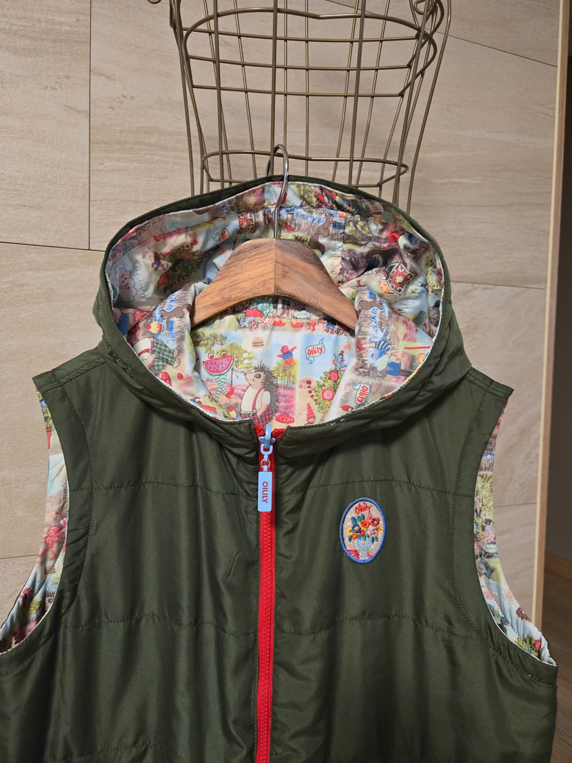 [m] 오일릴리 양면 후드 패딩 조끼 상품이미지6