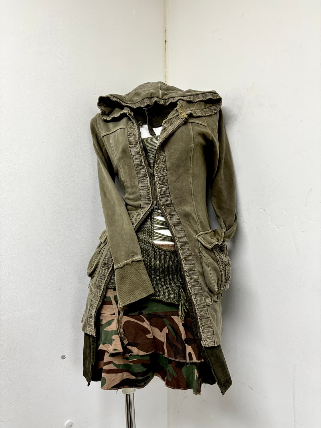 “Back Number” Y2K Khaki 2-way hooded Zip 상품이미지9