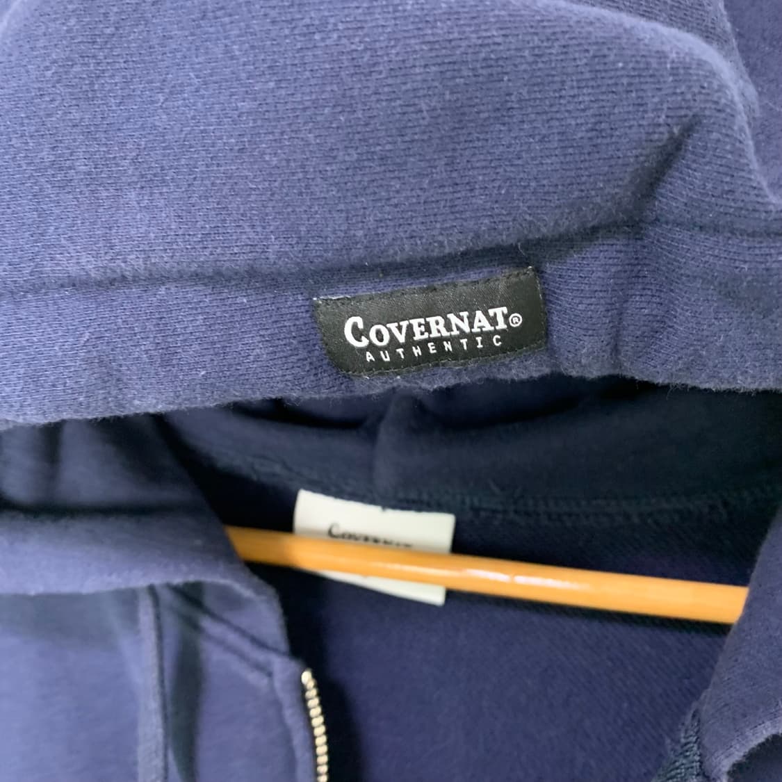 커버낫 로고 자수 베이직 후드집업 네이비 M 남녀공용 상품이미지5