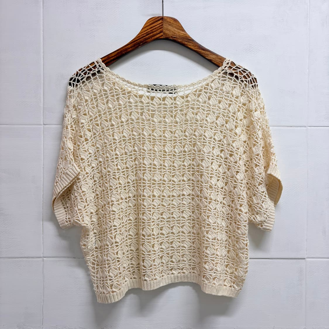 UNITED ARROWS 아이보리 크로쉐 네트 탑 JPN 상품이미지5