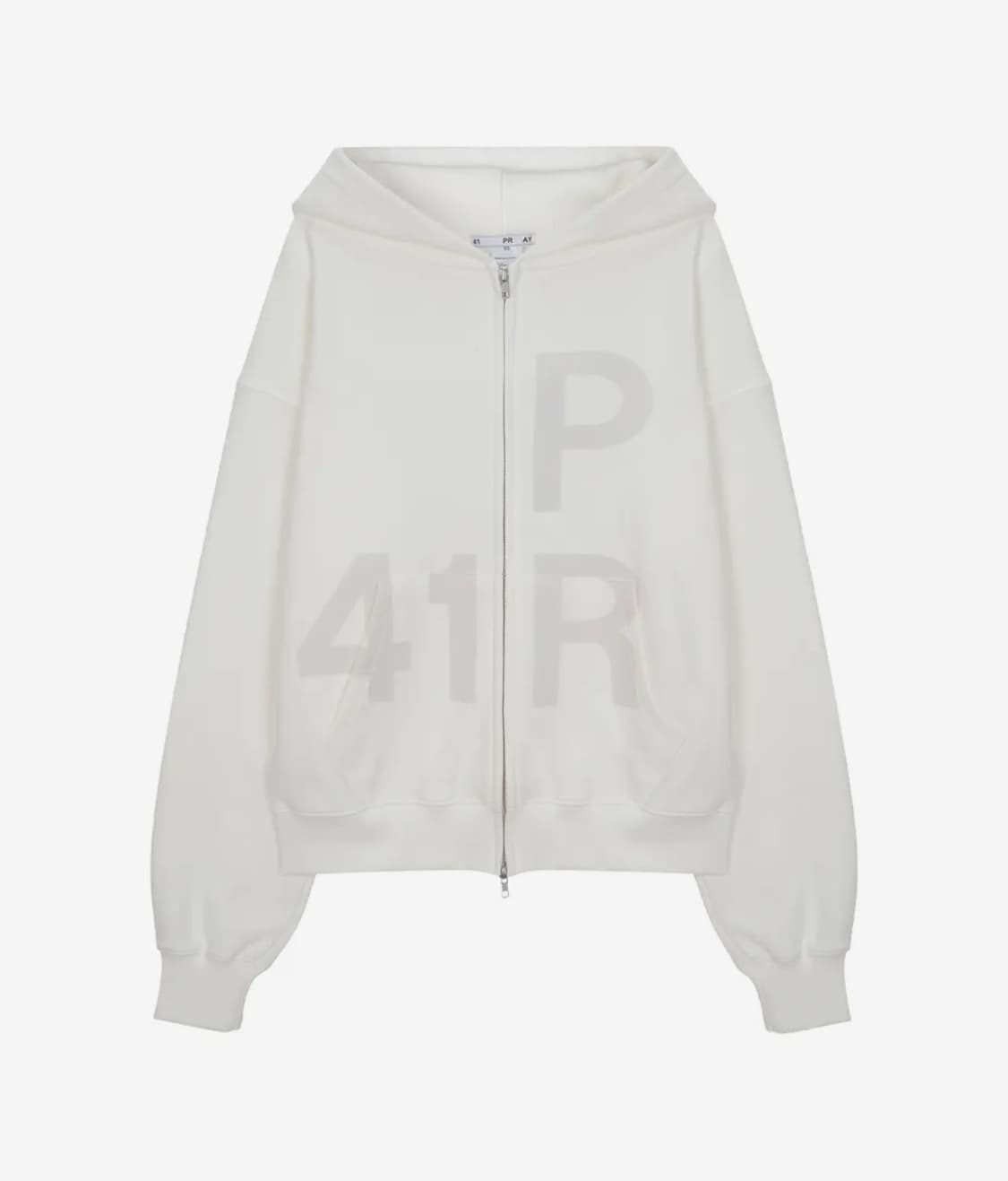 41PRAY 사일프레이 후드집업 후디 화이트 아이보리 논기모 상품이미지4