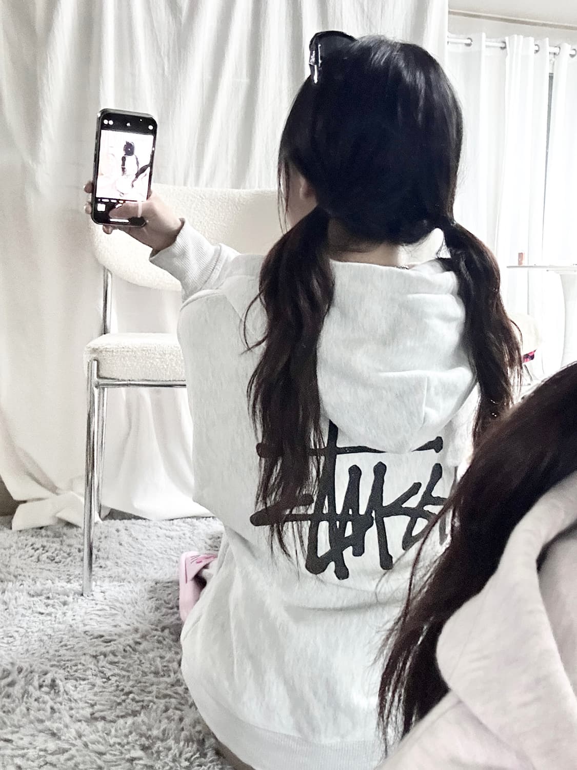 스투시 빅로고 멜란지그레이 후드집업 상품이미지3