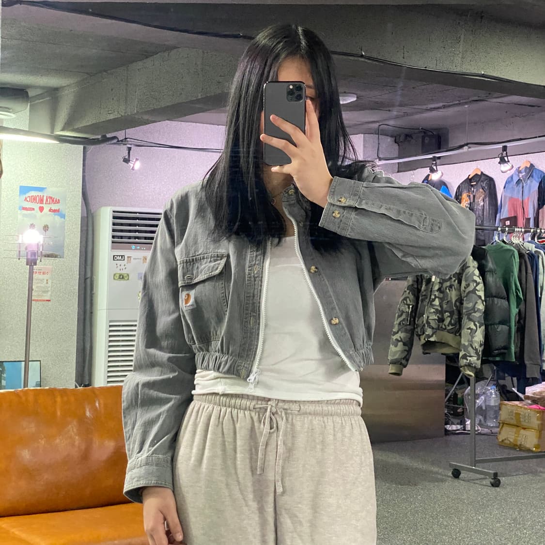 칼하트 로고 리메이크 크롭 셔츠 B3191 상품이미지1