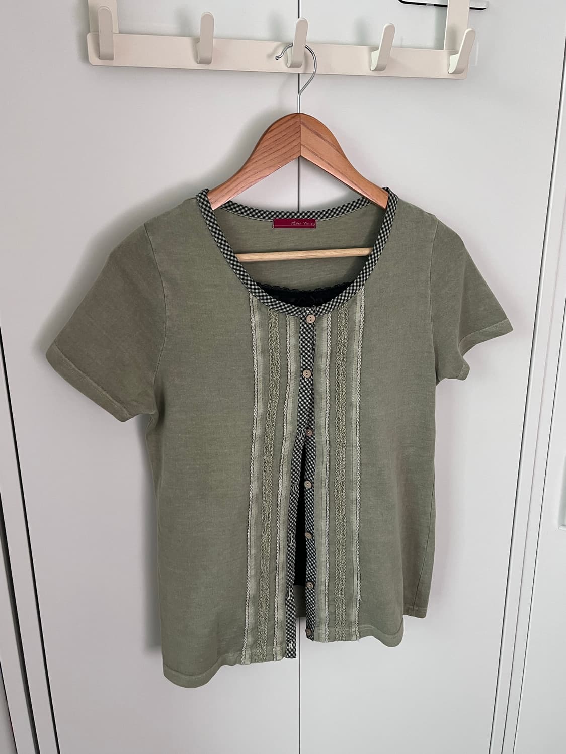 Plaire vie 체크 레이스 바선생 반팔 티셔츠 상품이미지2