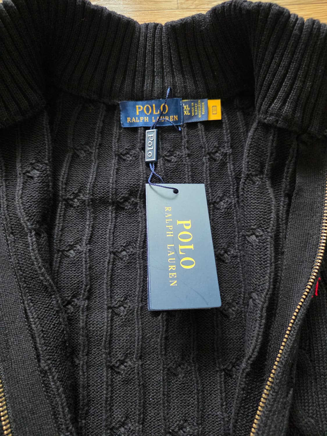 폴로 꽈배기 풀집업 블랙 XL 상품이미지2