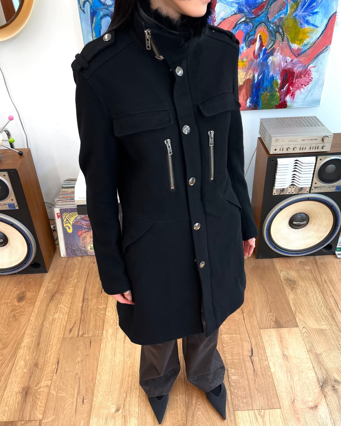 [M] 캐서린햄넷 퍼 트리밍 코트 상품이미지1