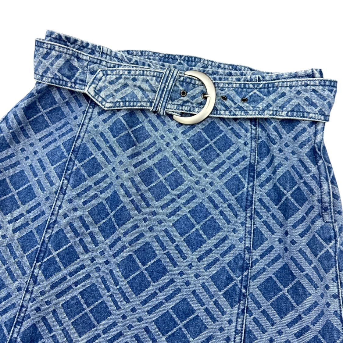 버버리 블루라벨 벨티드 데님 체크 미디스커트 상품이미지4