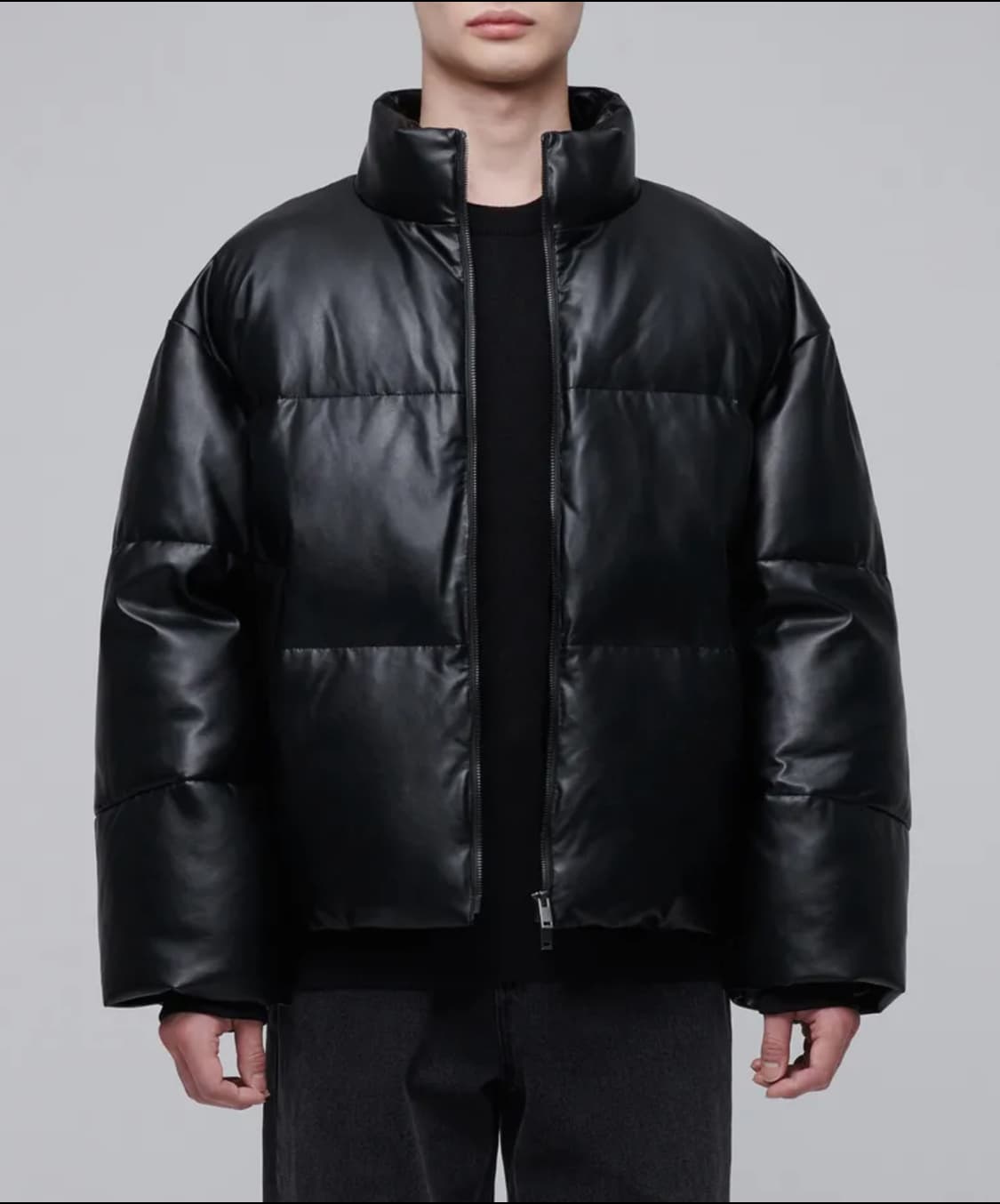 무신사스탠다드 신세틱 레더 푸퍼 숏 패딩 재킷 [블랙] 상품이미지1