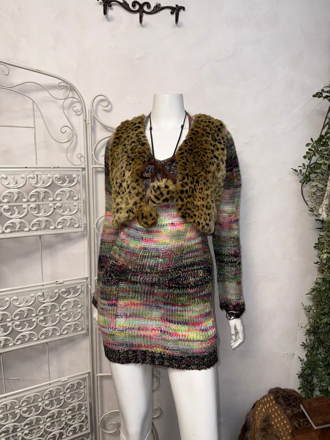 Brown faux fur leopard vest 상품이미지4