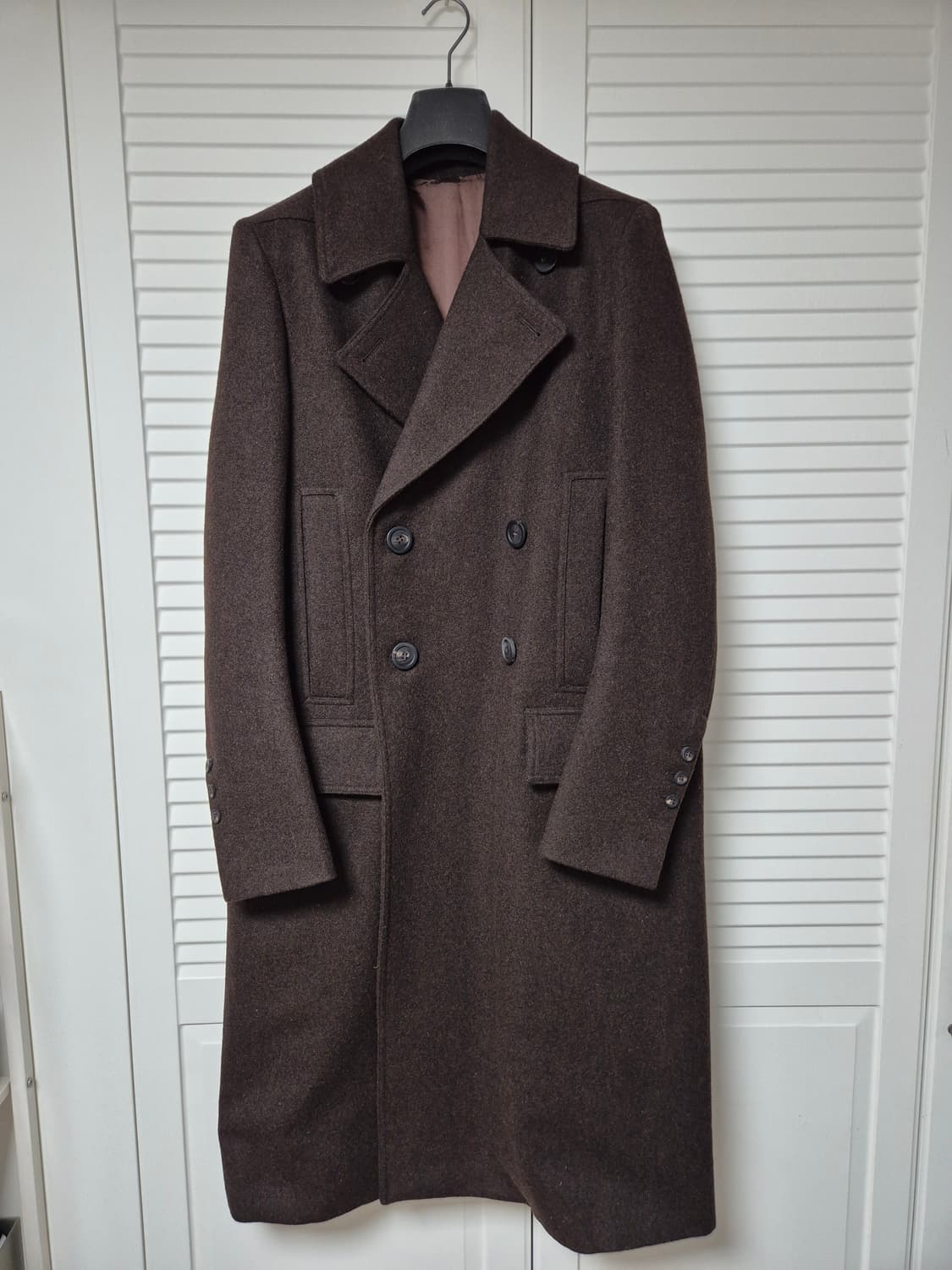 (새상품/48)릭오웬스 FW23 DRELLA 슬림 더블 코트 브라운 상품이미지2