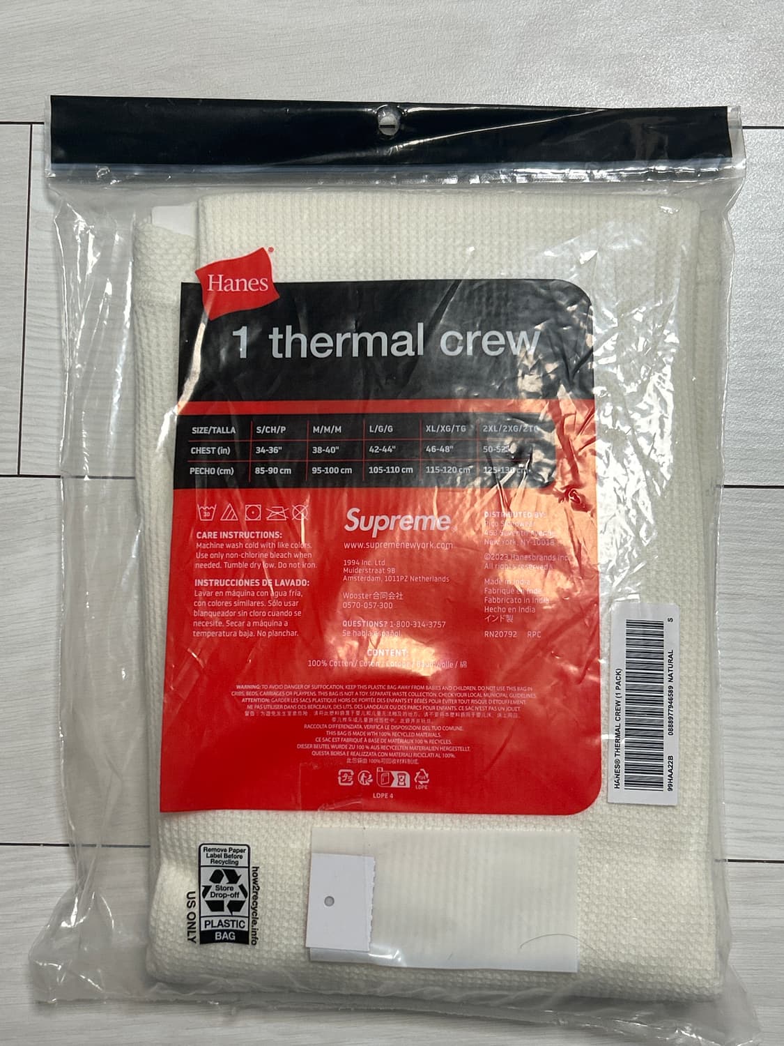 슈프림 헤인즈 써멀 크루 내츄럴 상품이미지2