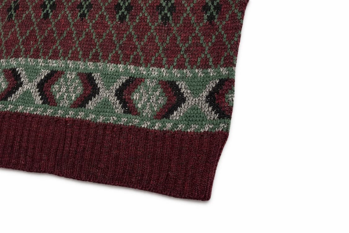 80~90s USA 빈티지 London Fog 자카드 보르도 니트 M 상품이미지4