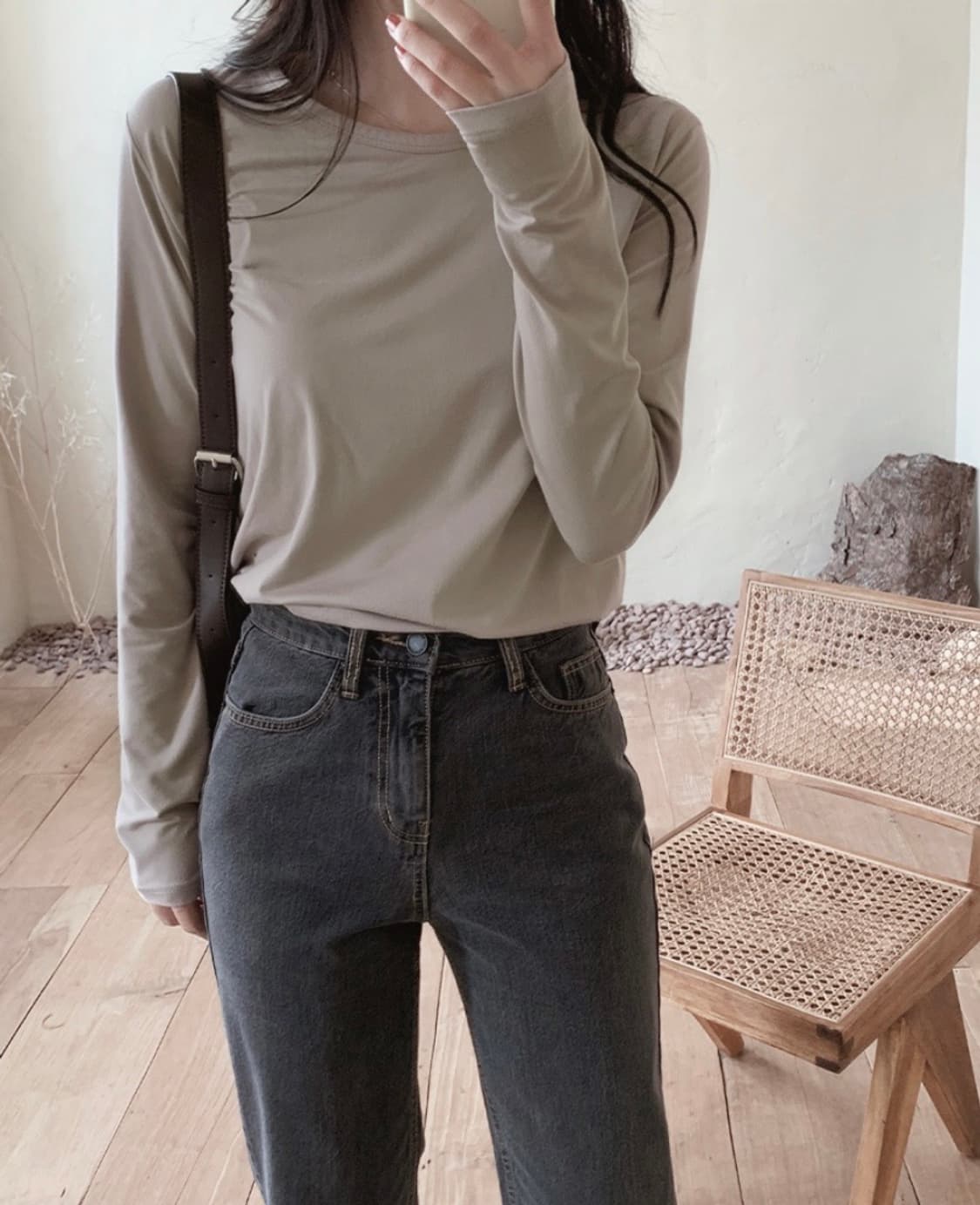 (미개봉, 새상품) 슬로우앤드 소프트 히트텍 티셔츠 딥베이지 색상 상품이미지1